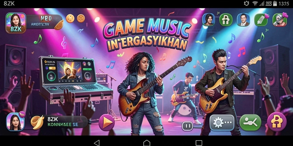 Screenshot gameplay 8ZK menampilkan tantangan musik yang seru.