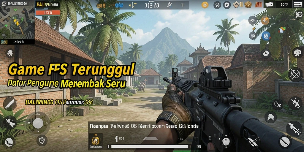 Tangkapan layar menunjukkan aksi tembak-menembak yang intens dalam BALIWIN66.