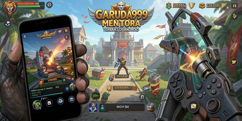 Tangkapan layar gameplay <strong>GARUDA999</strong> menampilkan aksi menara pertahanan yang intens.