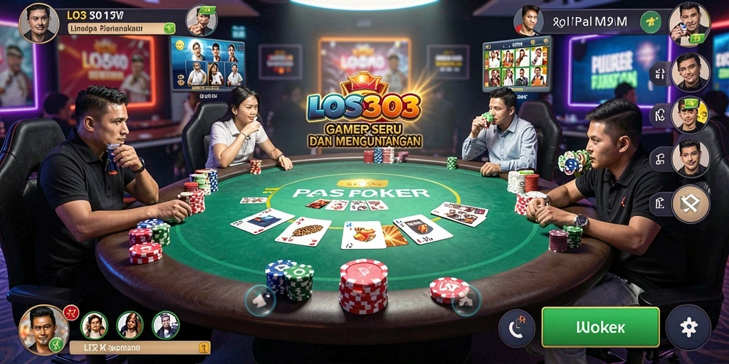 Screenshot gameplay Poker di LOS303 menampilkan aksi seru dan interaksi pemain.