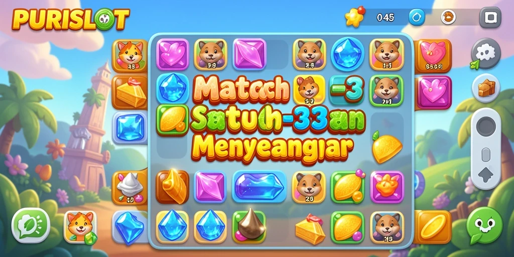 Tampilan menarik dari gameplay PURISLOT dengan tantangan Match-3.
