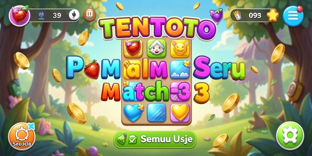 Screenshot gameplay TENTOTO yang menunjukkan kombinasi Match-3 yang memukau.