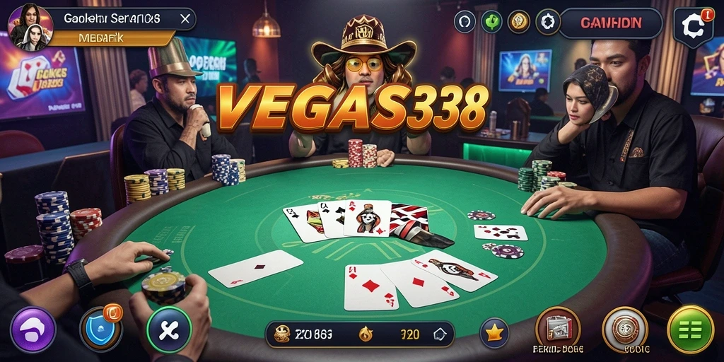 Tampilan gameplay Poker yang mendebarkan dan interaktif.